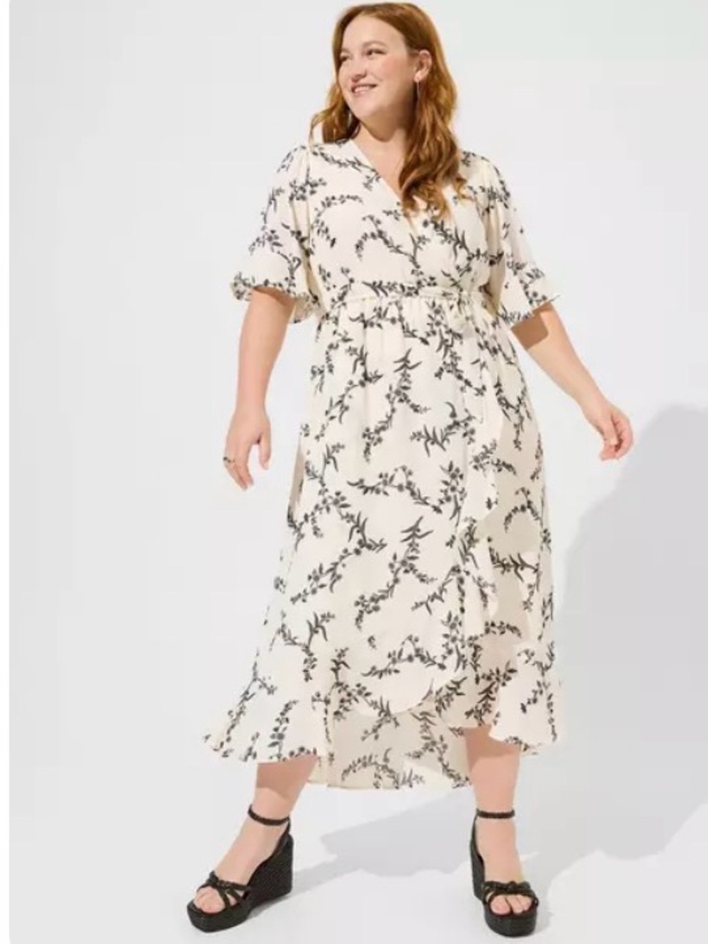 NWT Torrid Maxi Georgette Surplice Ruffle Hi-Low Dress